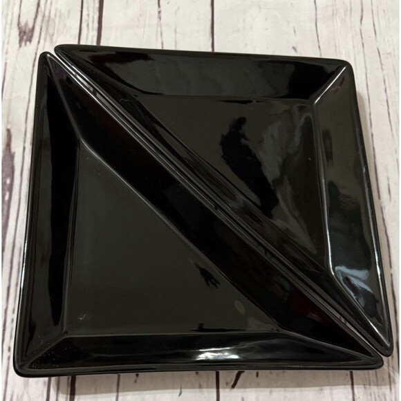 Pampered Chef Simple Additions Black Ceramic Triangle Serve Tray X 2 - Picture 1 of 8